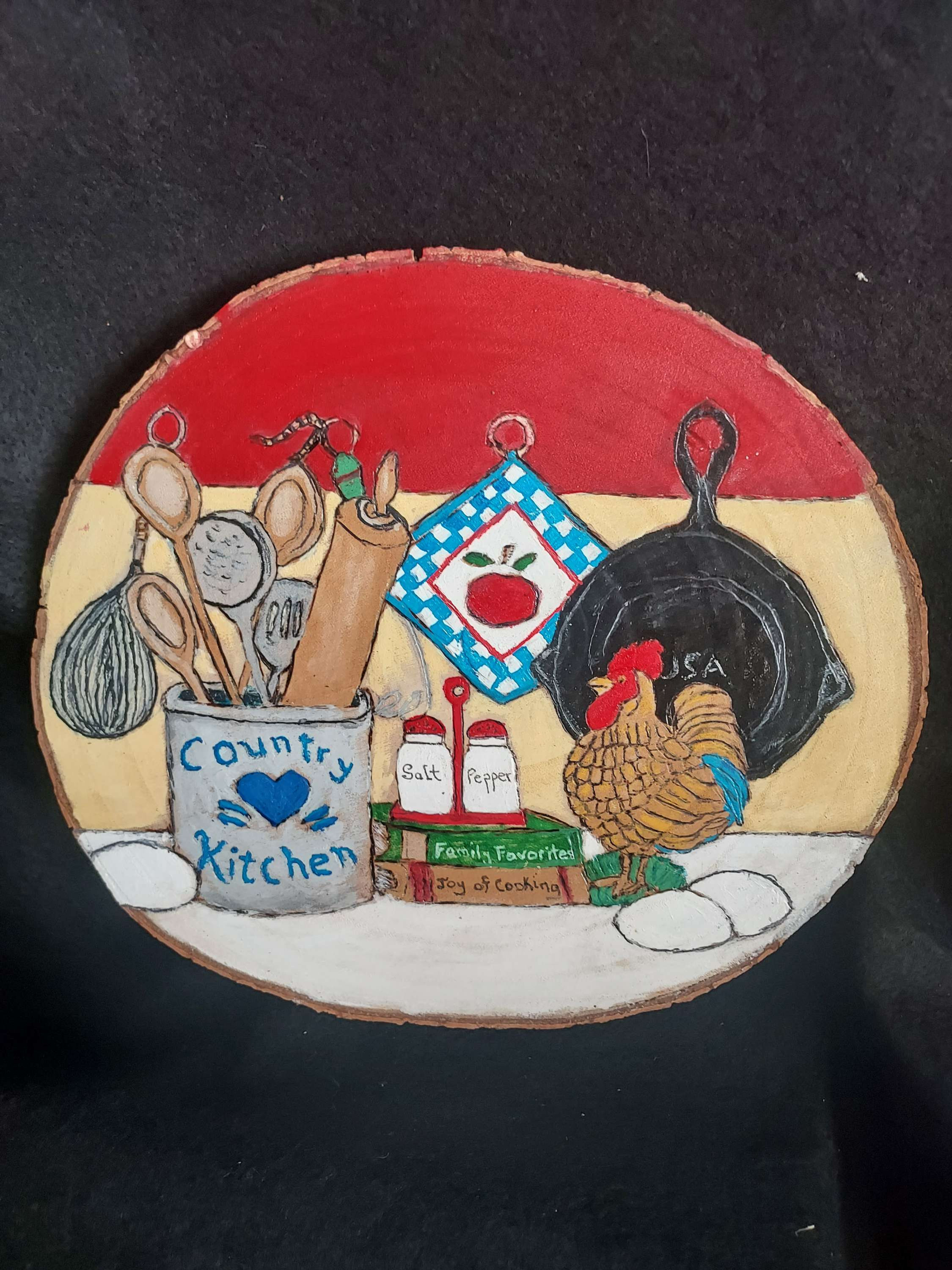 Woodburnt and handpainted