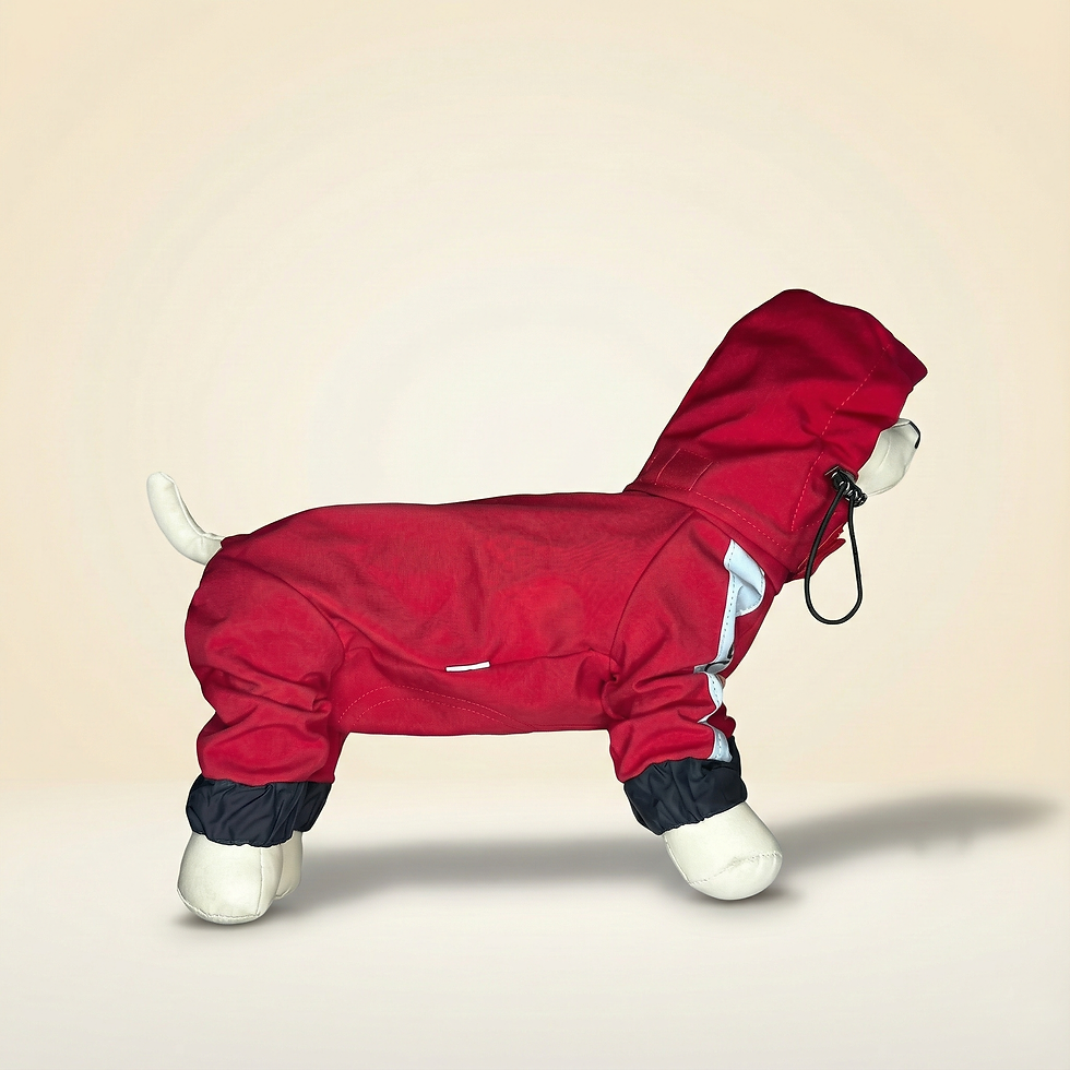 ძაღლის სრულად დახურული საწვიმარი, ელვა შესაკრავით, წითელი