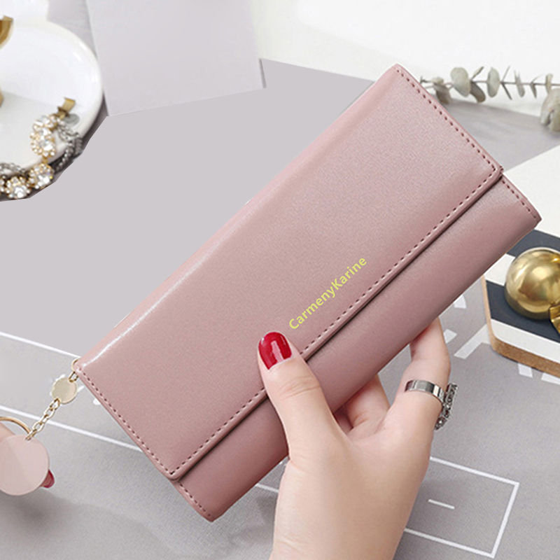 Thumbnail: Fashion Women PU Leather Long Wallets Multi-functional Fold Purse Fresh Female C