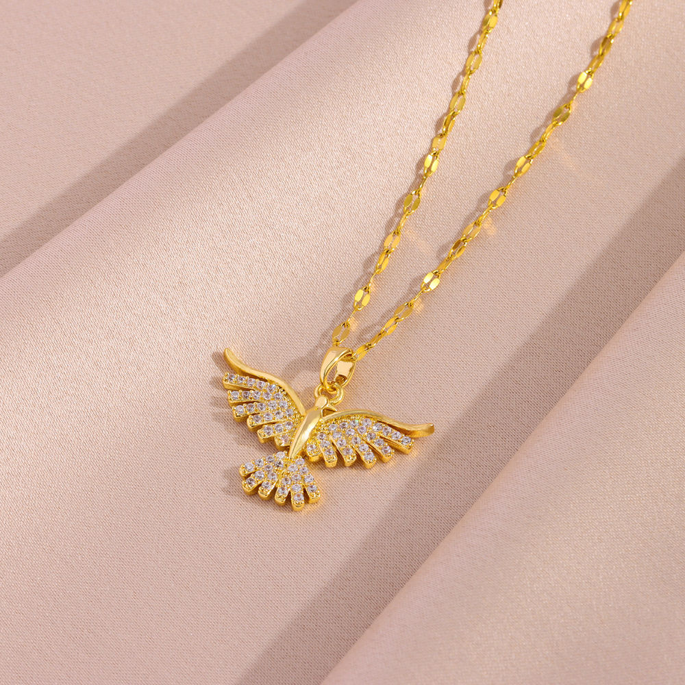 Women’s Vintage Phoenix Necklace – Sparkling 18K Gold Plated Pendant