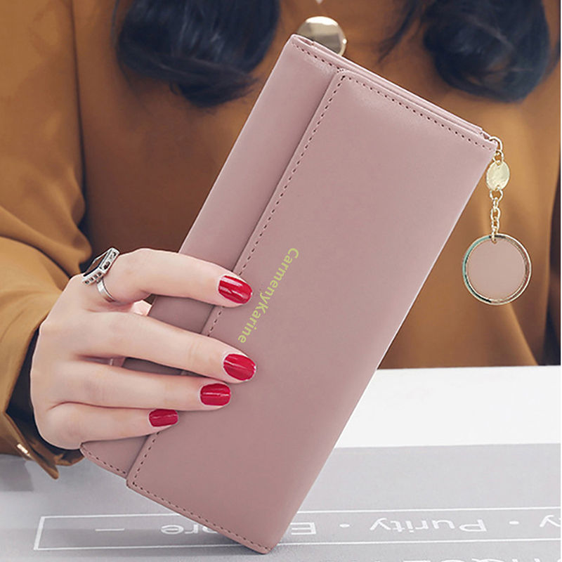 Thumbnail: Fashion Women PU Leather Long Wallets Multi-functional Fold Purse Fresh Female C