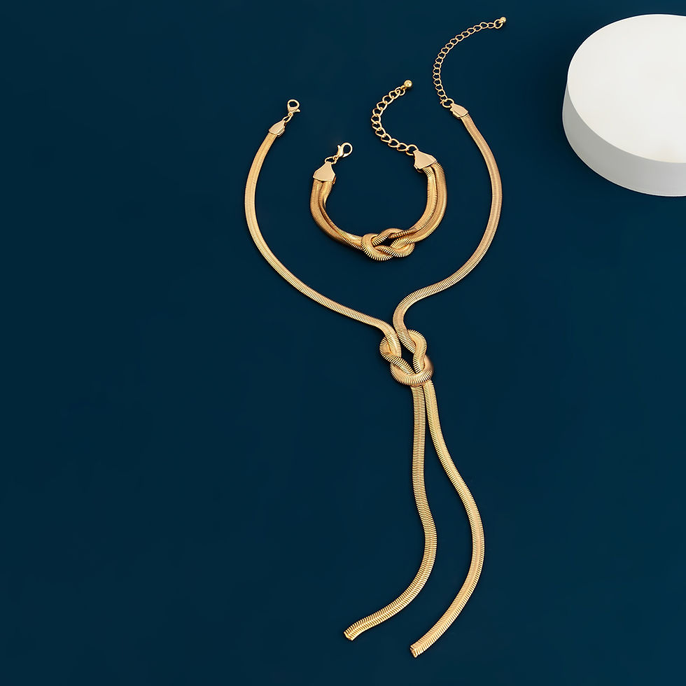 Thumbnail: 2Pcs/Set Sexy Smooth Long Snake Twisted Chain Necklace Bracelet for Women Vintag