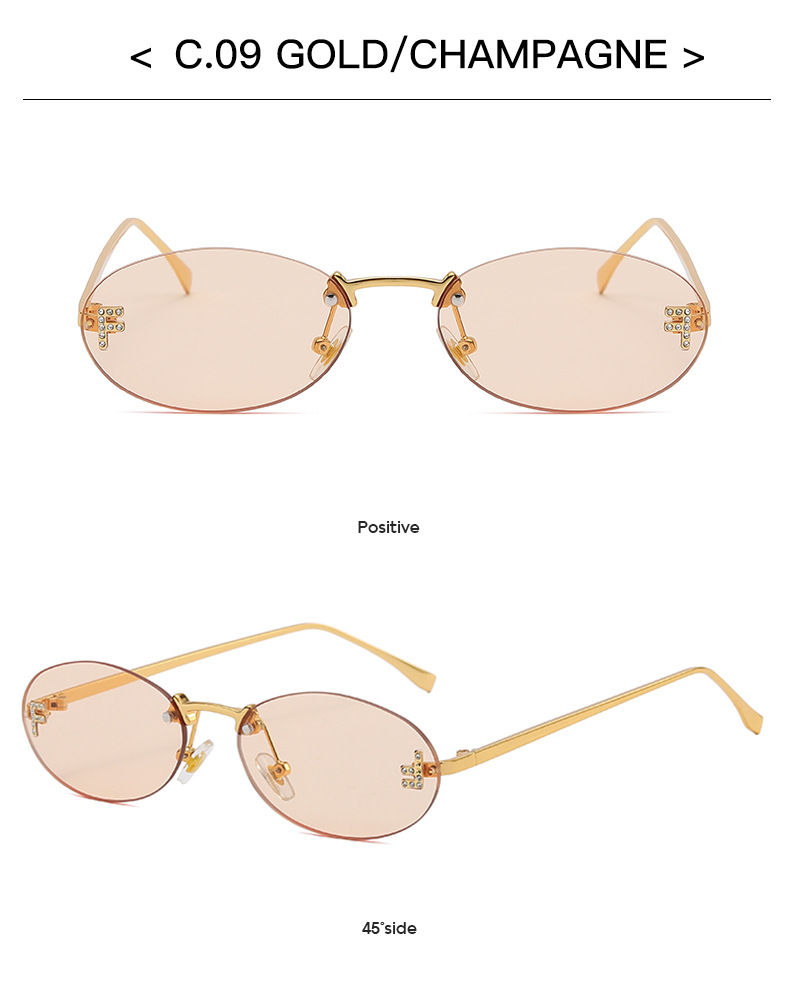 Thumbnail: 8115 Premium Rimless Oval Sunglasses – Elegant Design with Diamond
