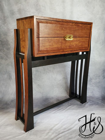 Heirloom bubinga and wenge whiskey cabinet
