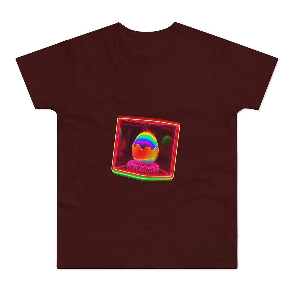 Thumbnail: CakeFull Anda : Neon Easter Egg T-Shirt — Retro Rainbow Egg Graphic Tee
