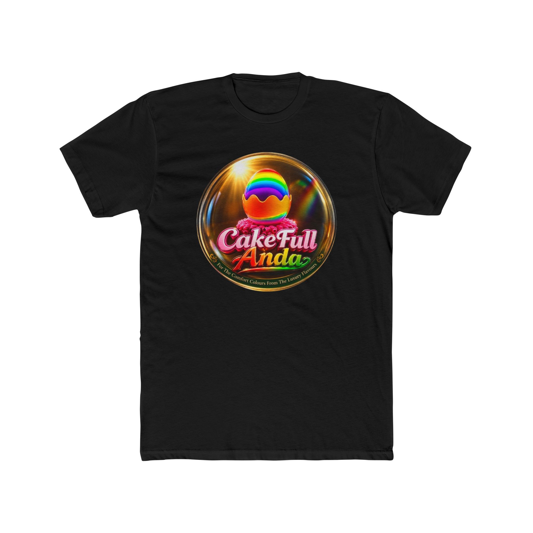 CakeFull Anda Rainbow Logo Tee — Colorful Retro Badge T‑Shirt