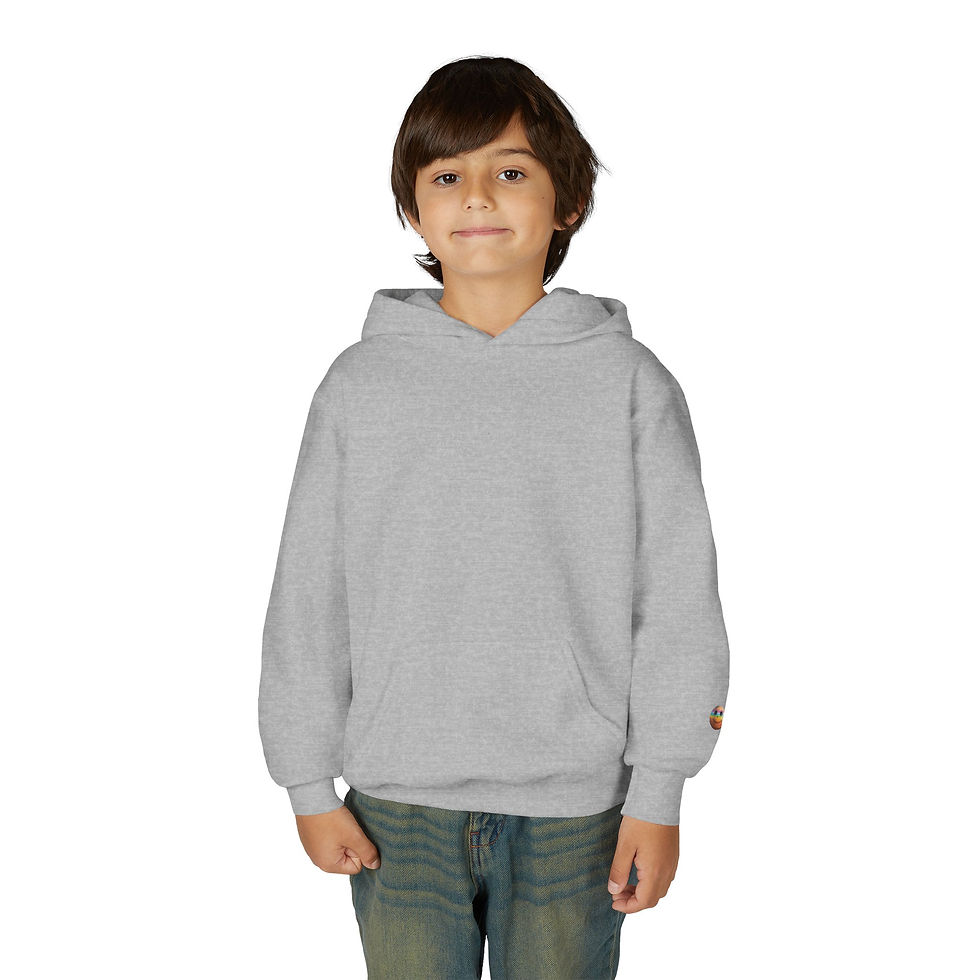 Thumbnail: Youth Hoodie — Small Colorful Heart Sleeve Graphic
