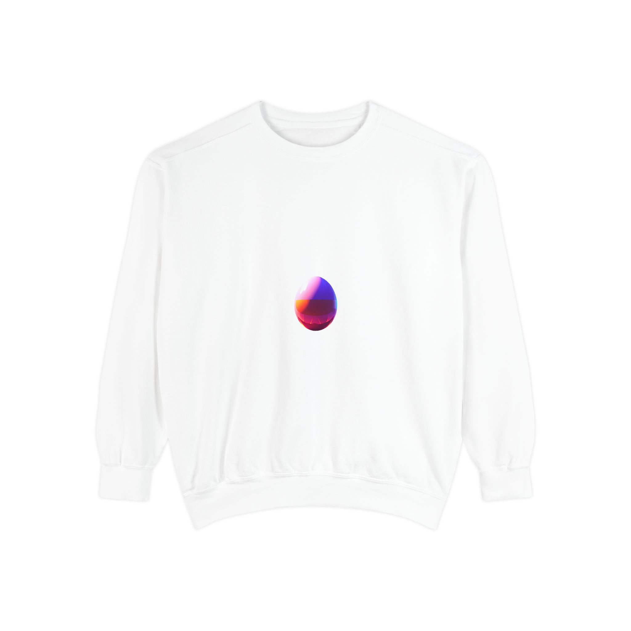 Minimal Gradient Egg Sweatshirt — Colorful Abstract Center Chest Crewneck