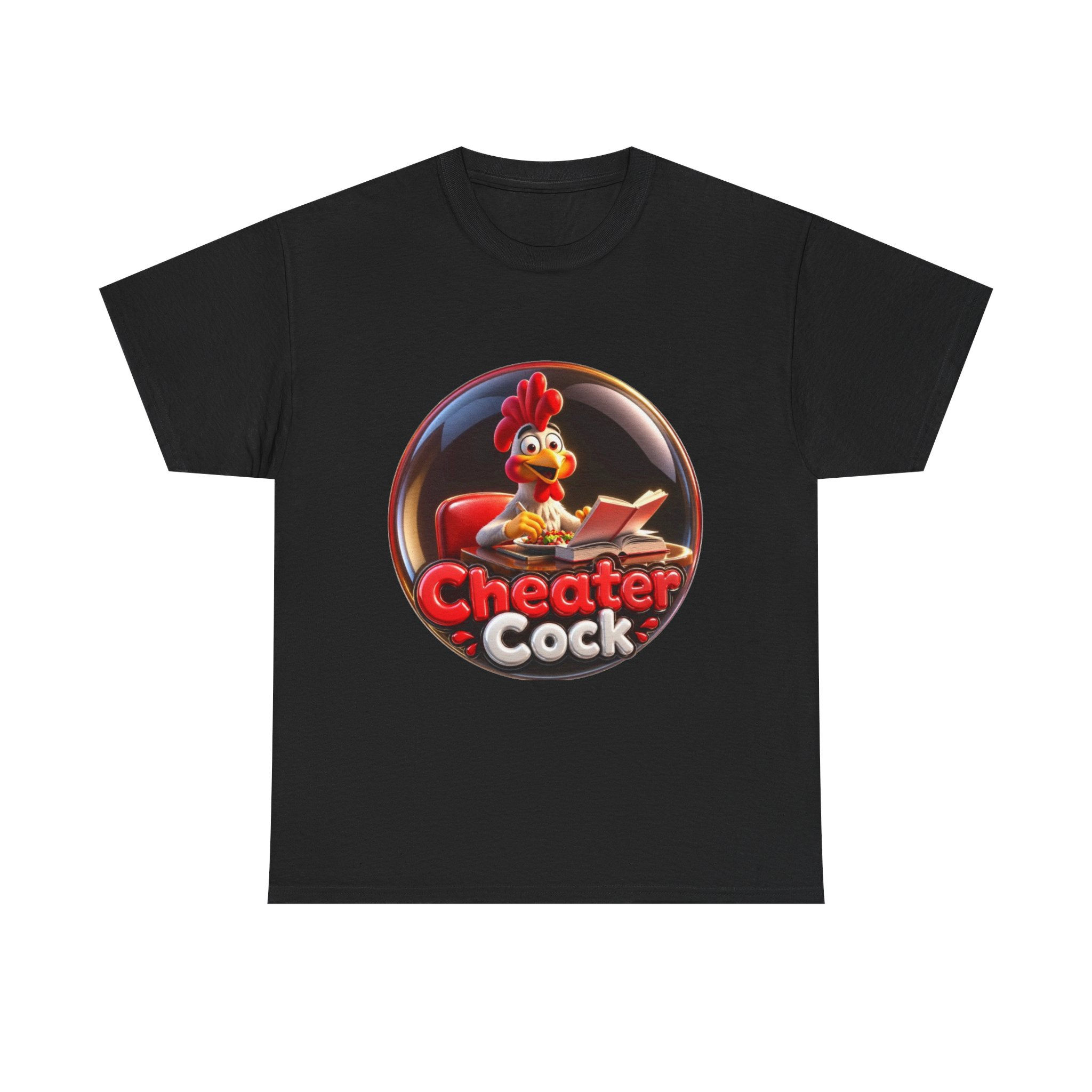Cheater Cock Graphic Tee — Funny Rooster Gaming Logo Shirt