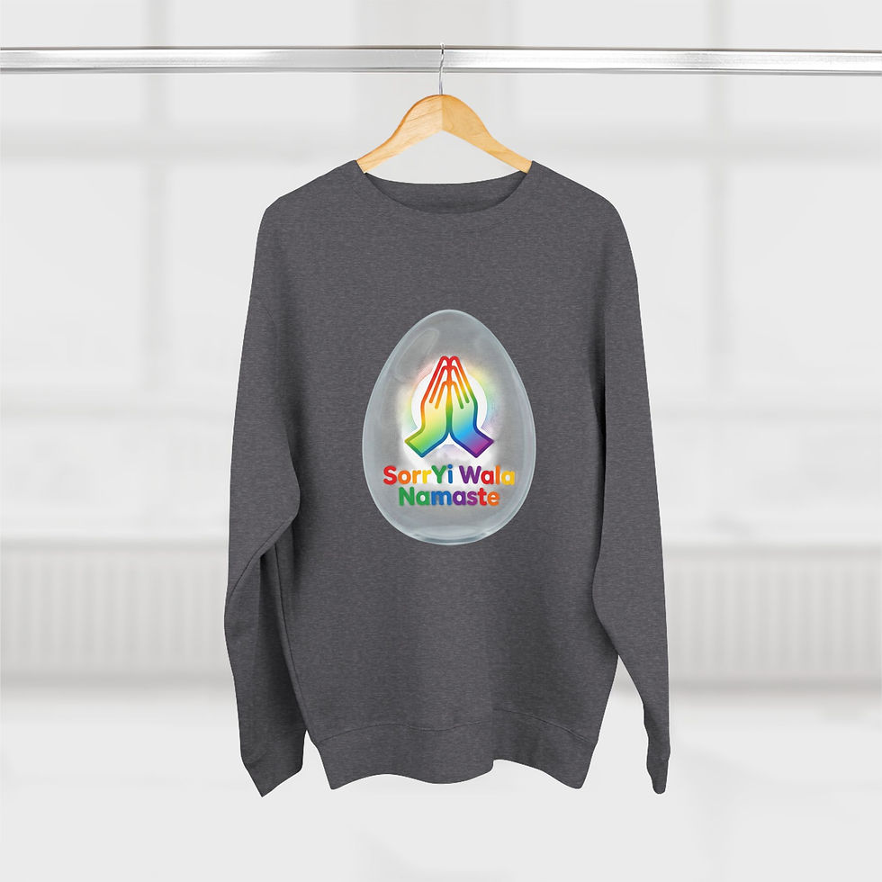 Thumbnail: Sorryi Wala Namaste Hands Sweatshirt — 'Sorry I Woke' Colorful Yoga Crewneck