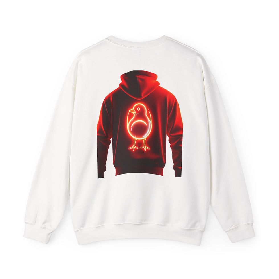 Thumbnail: Crewneck Sweatshirt — Minimal 'offo.' Front Text with Neon Chick Back Graphic