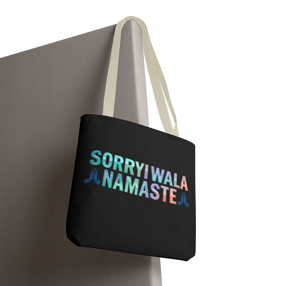 Thumbnail: Tote — "Sorry I Wala Namaste" Colorful Text Tote Bag