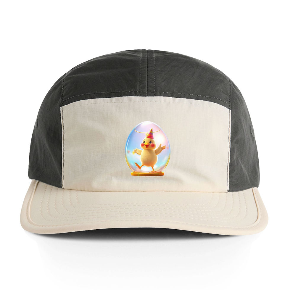 Thumbnail: Cute Chick Egg Patch Nylon Cap — Playful Easter Chicken Baseball Hat