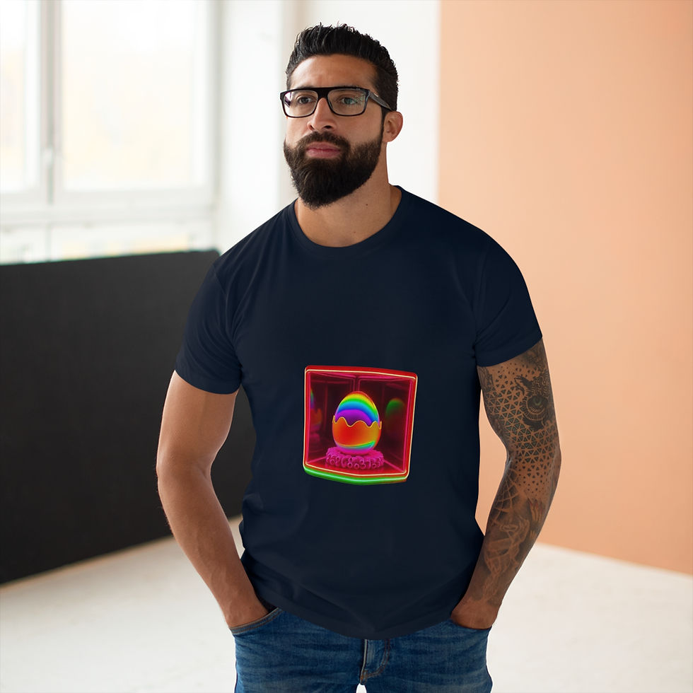 Thumbnail: CakeFull Anda : Neon Easter Egg T-Shirt — Retro Rainbow Egg Graphic Tee