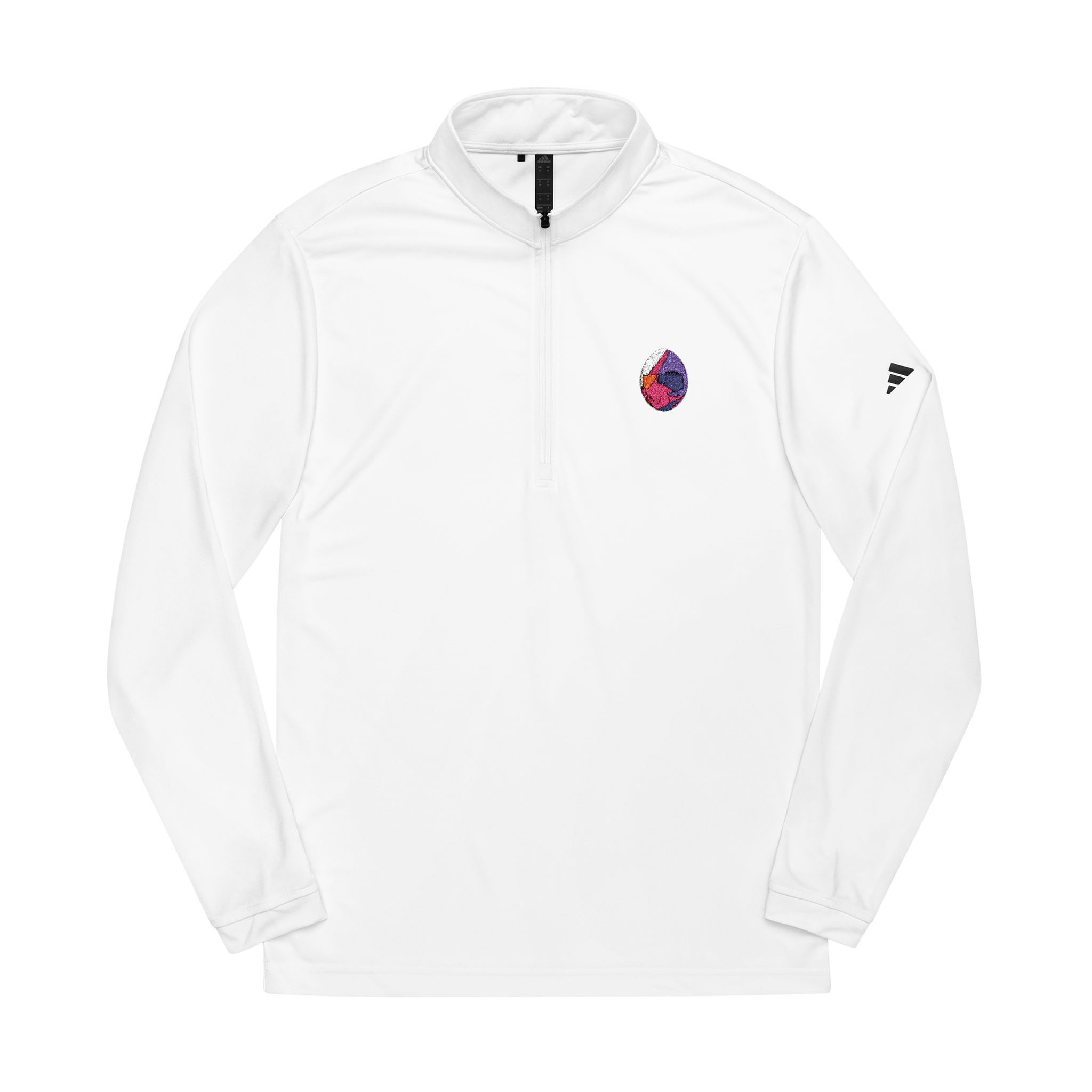 Women's Sportswear : Embroidered Quarter-Zip Pullover: Floral Crest on White