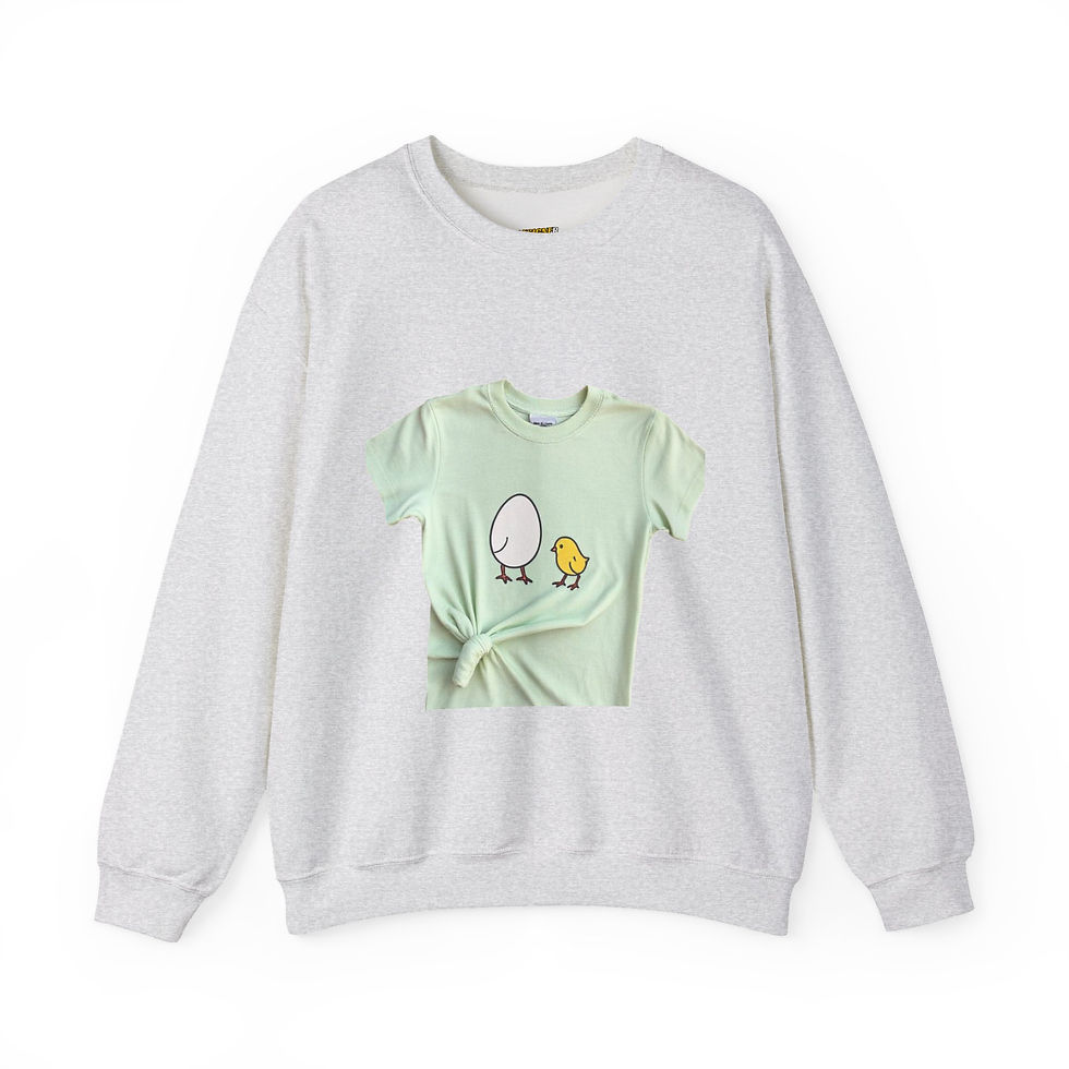 Thumbnail: Cute Chick & Egg Graphic Sweatshirt — Playful Spring Easter Pullover