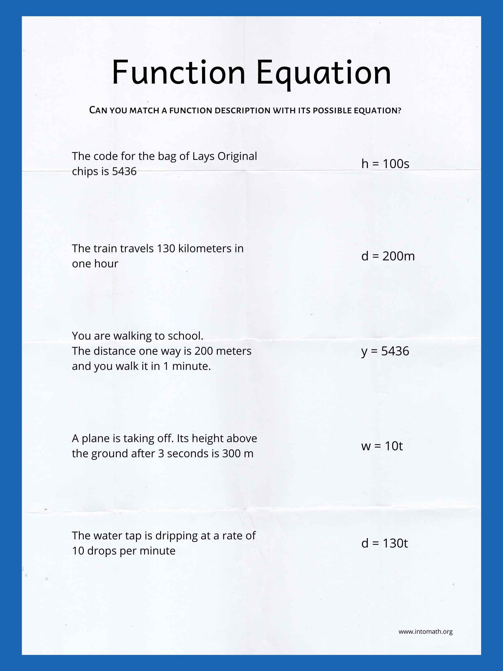linear function worksheet