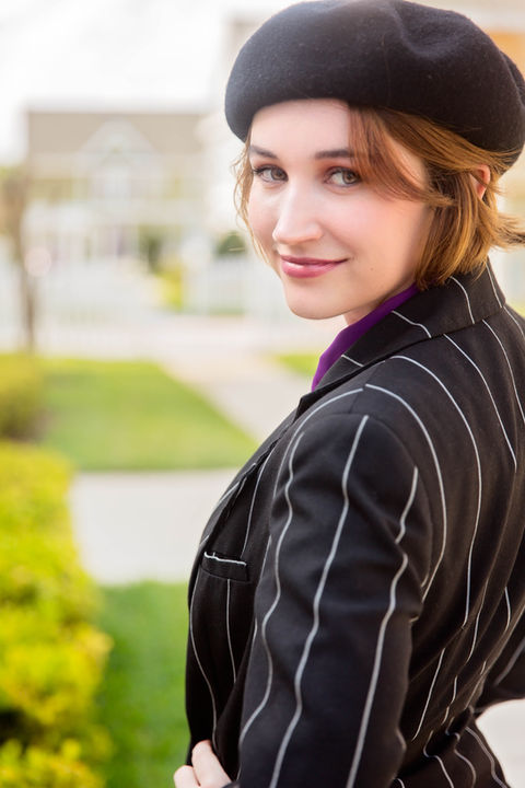 Girl in gangster costume