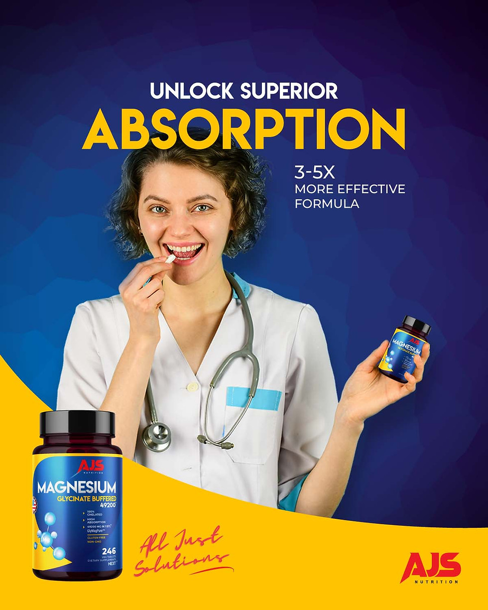 Thumbnail: AJS Magnesium Glycinate Supplement 400mg | Magnesium Tablets |246 Tablets
