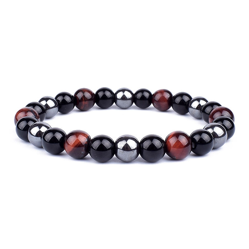 Thumbnail: Natural Black Obsidian Hematite Tiger Eye Beads Bracelets