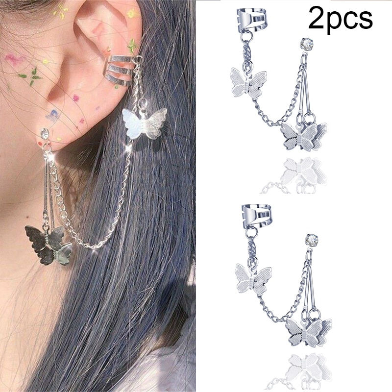 Thumbnail: Silver Color Leaves Clip Earrings