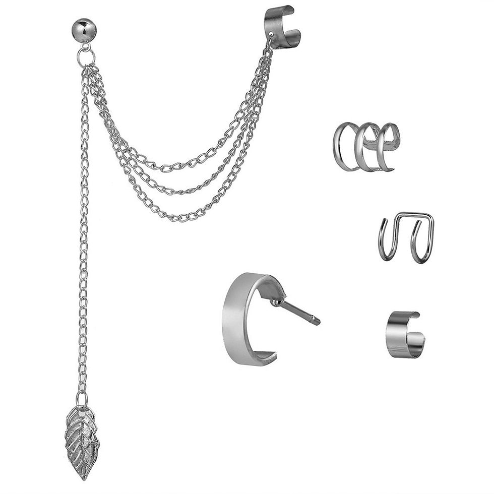 Thumbnail: Silver Color Leaves Clip Earrings
