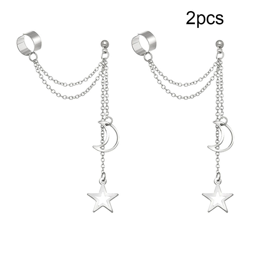 Thumbnail: Silver Color Leaves Clip Earrings