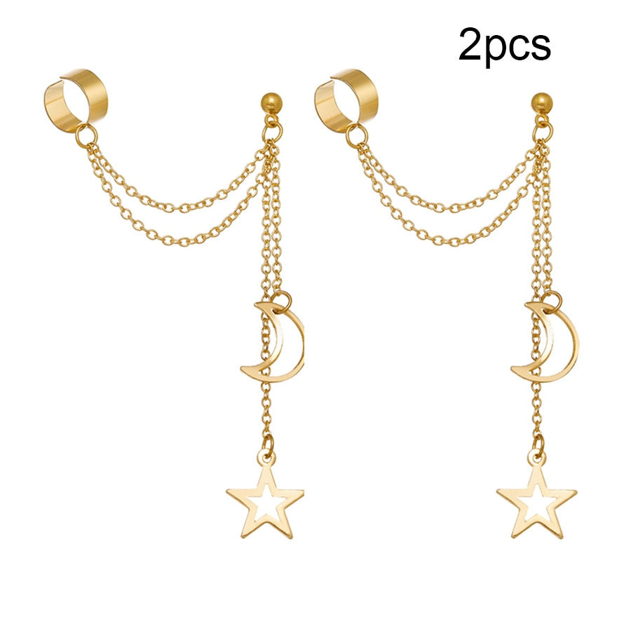 Thumbnail: Silver Color Leaves Clip Earrings