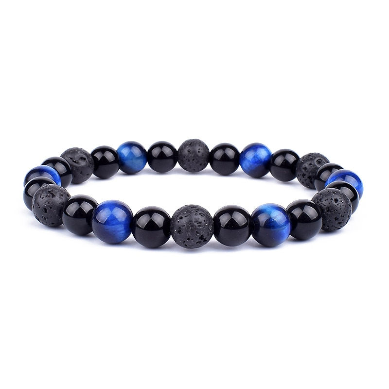 Thumbnail: Natural Black Obsidian Hematite Tiger Eye Beads Bracelets
