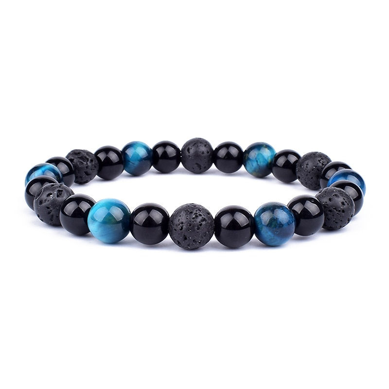 Thumbnail: Natural Black Obsidian Hematite Tiger Eye Beads Bracelets
