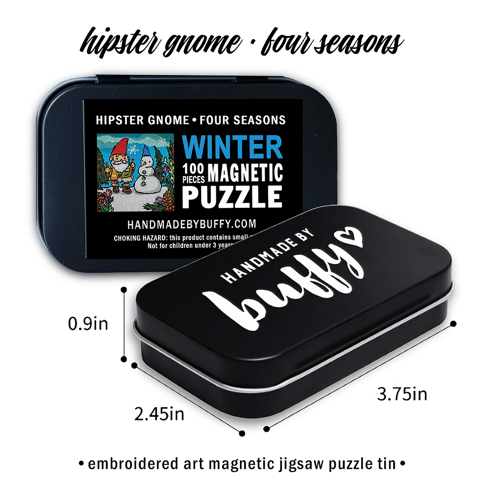 Thumbnail: Hipster Gnome - Four Seasons: WINTER, 100 Piece Magnetic Jigsaw Puzzle T