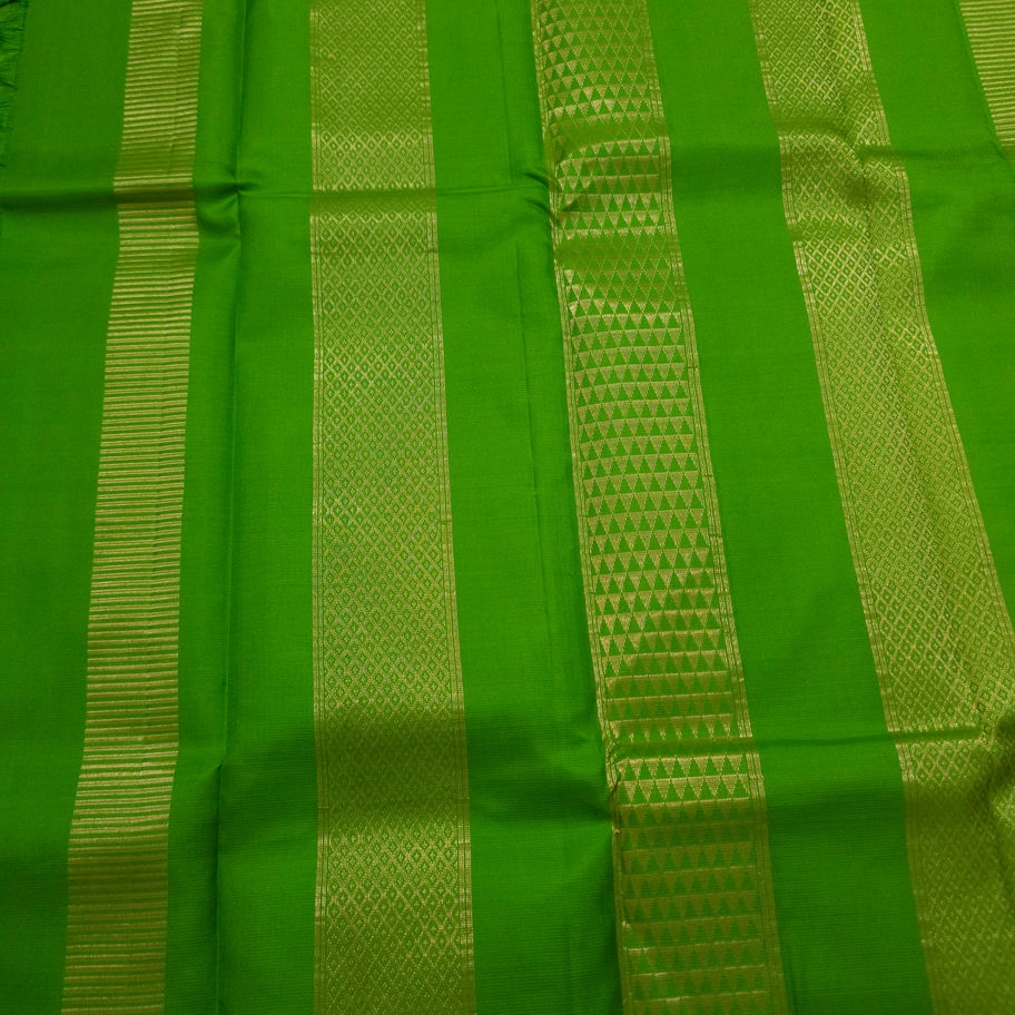 Parrot green pure soft silk saree with self-color border