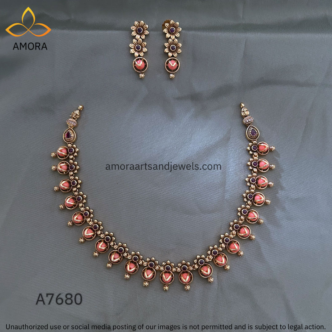 Antique Polished Short Necklace - A7680