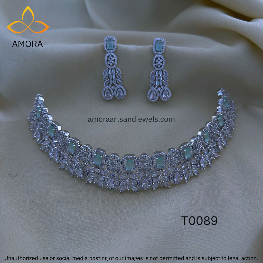 Silver Polished Chocker Set - T0089