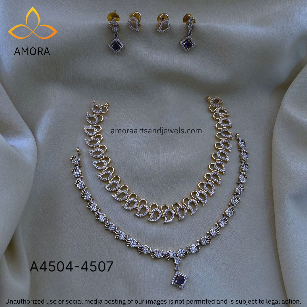 Antique Polished Short Necklace Combo Set - A4504-4507