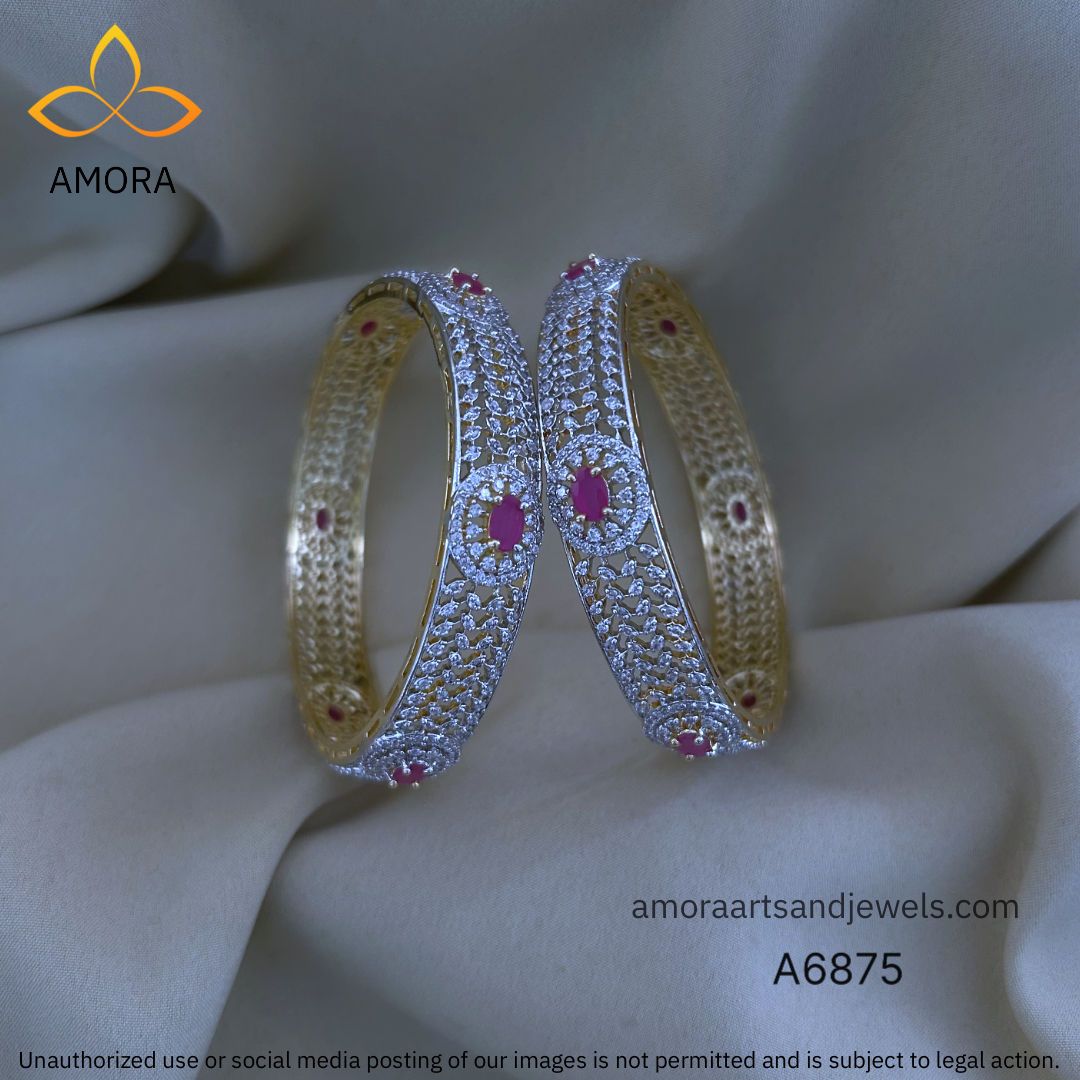 Diamond inspired GJ Polished Bangles - A6875