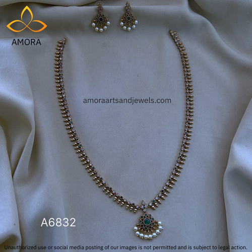 Antique Polished long Haram - A6832 | Amora Art and Jewels