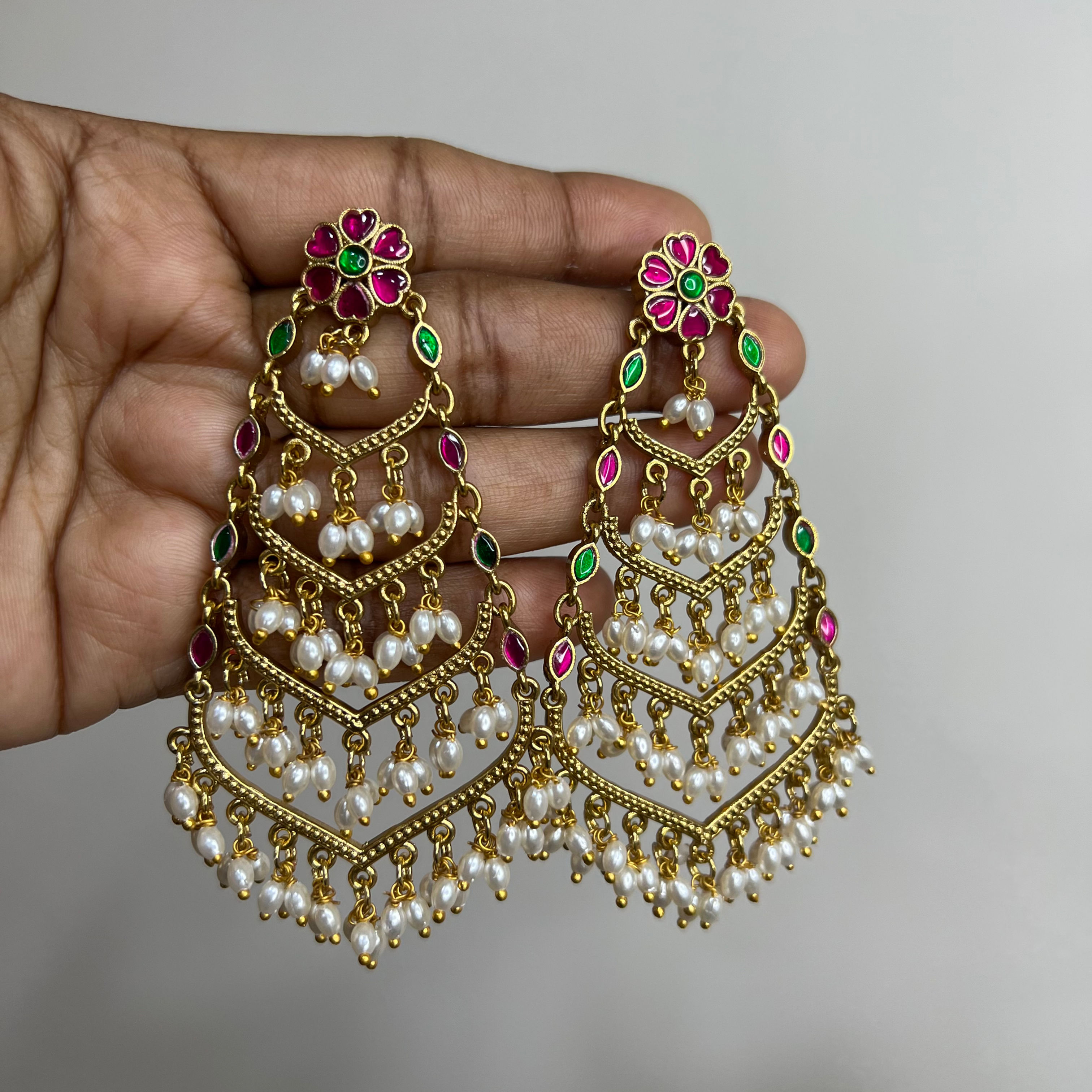 Party wear statement earring - 8.5cm Length - A6955