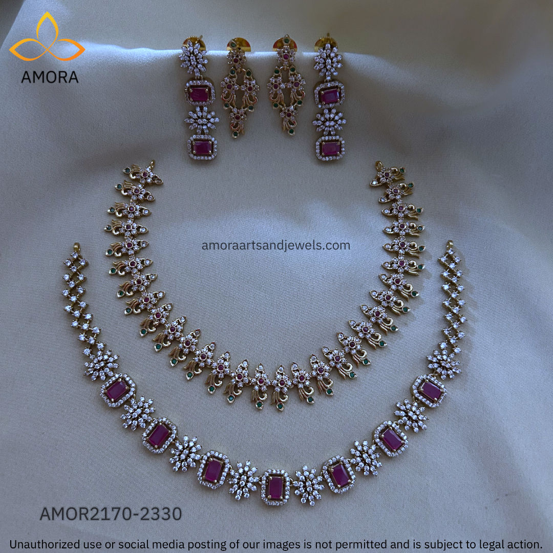 Antique Polished Short Necklace Combo Set - AMOR2330-2170