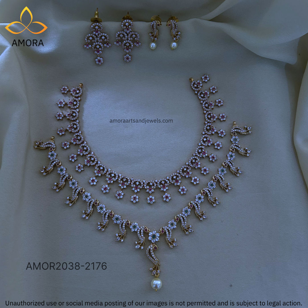 Antique Polished Short Necklace Combo Set - AMOR2038-2176
