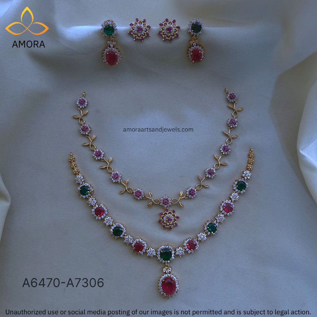Antique Polished Short Necklace Combo Set - A6470-A7306