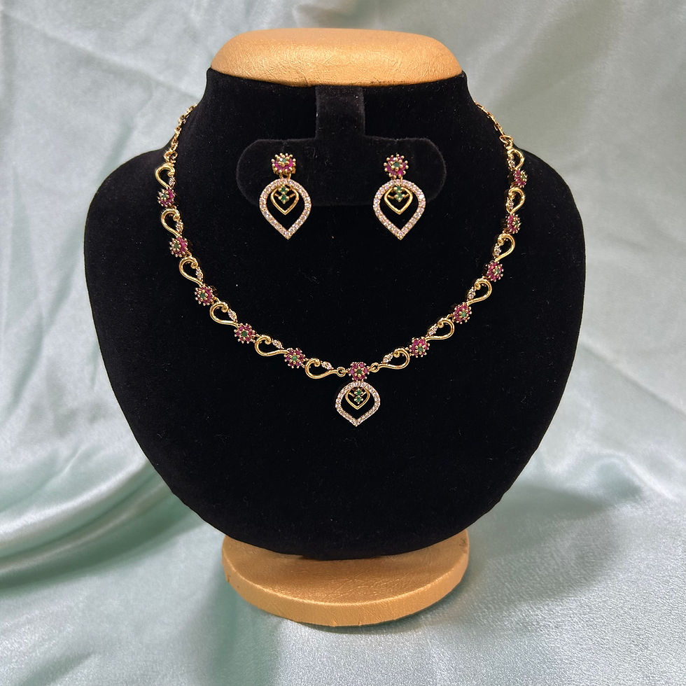 Thumbnail: Antique Polished Short Necklace Combo Set - A1239-1915