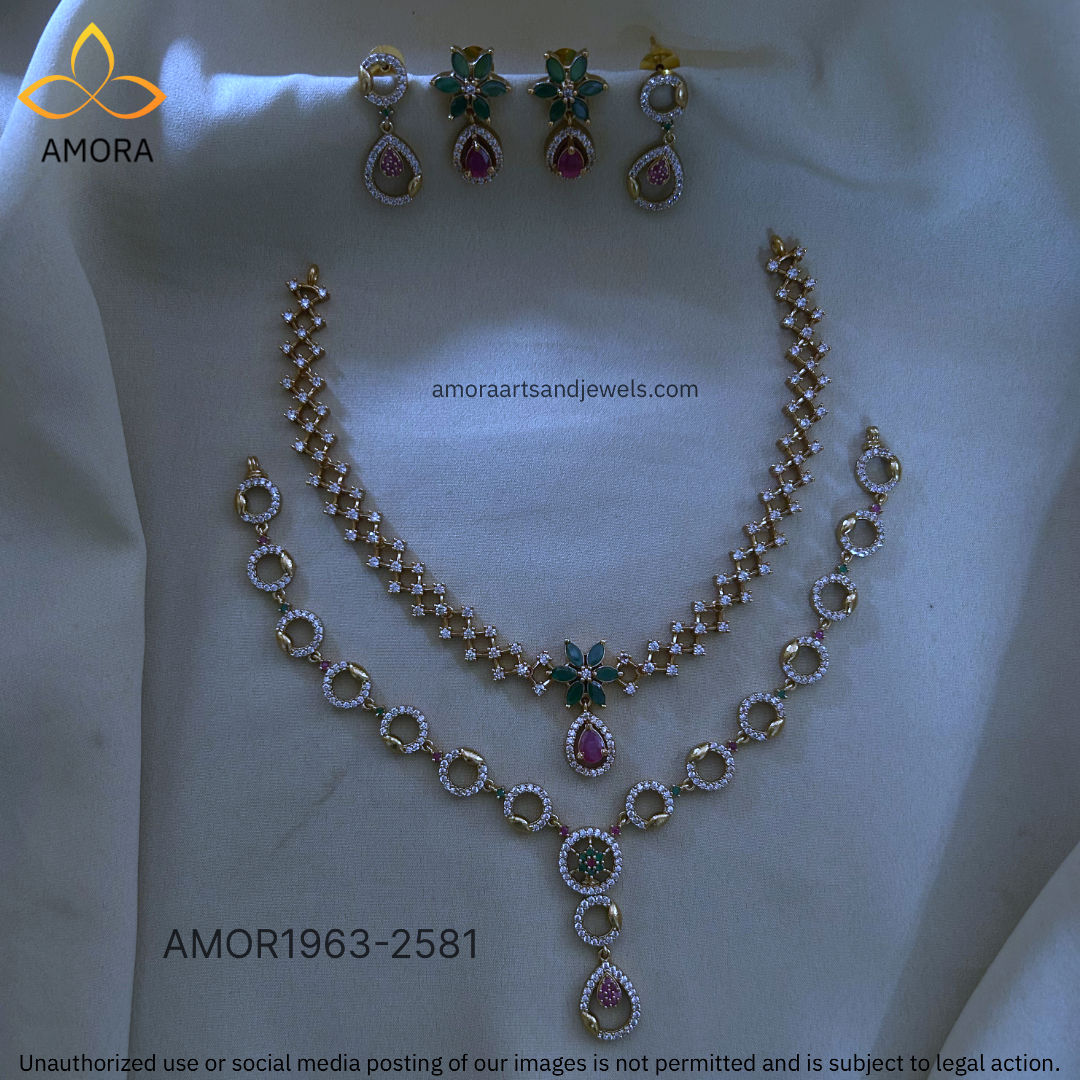 Antique Polished Short Necklace Combo Set - AMOR1963-2581