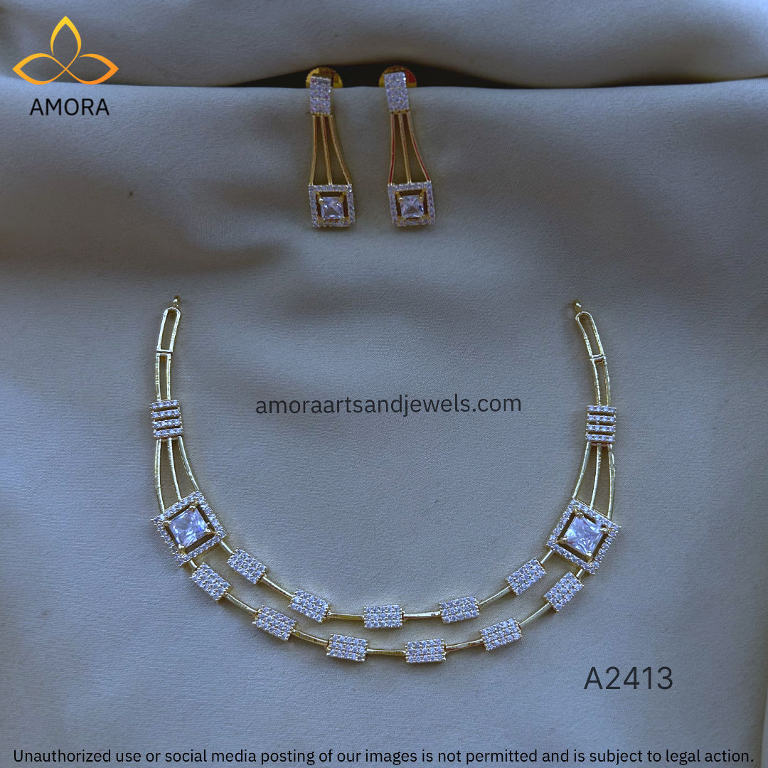 Gold Polish Short Necklace - A2413