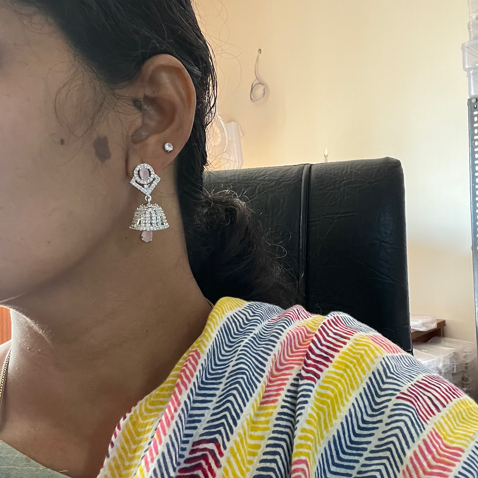 Thumbnail: Silver Polished Jhumka - 3.5cm Length - A5411