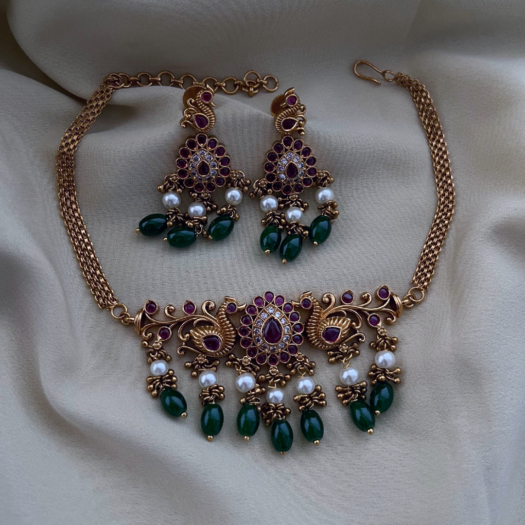 Black Antique High Neck Chocker 