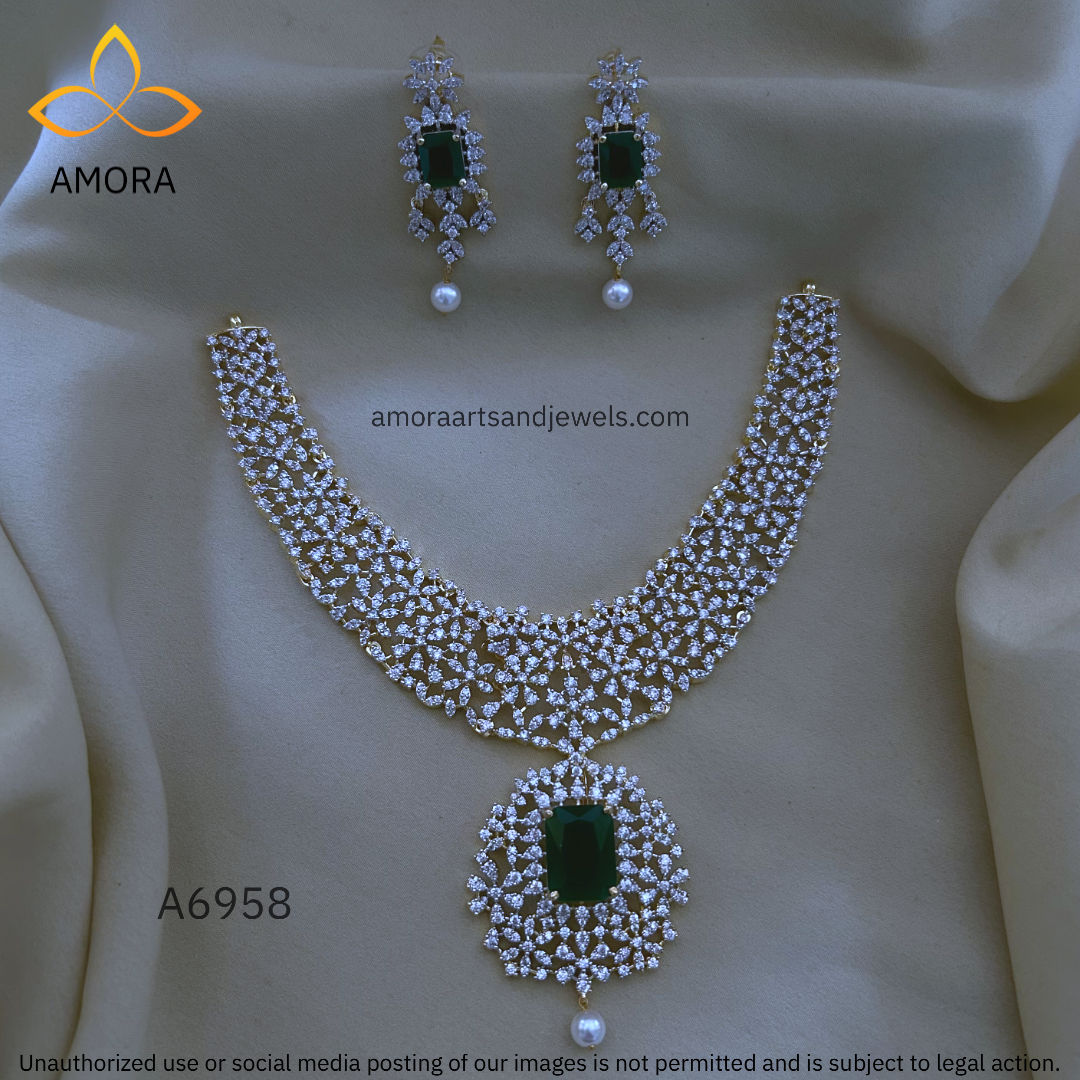 Diamond inspired GJ Polished Short Necklace - A6958