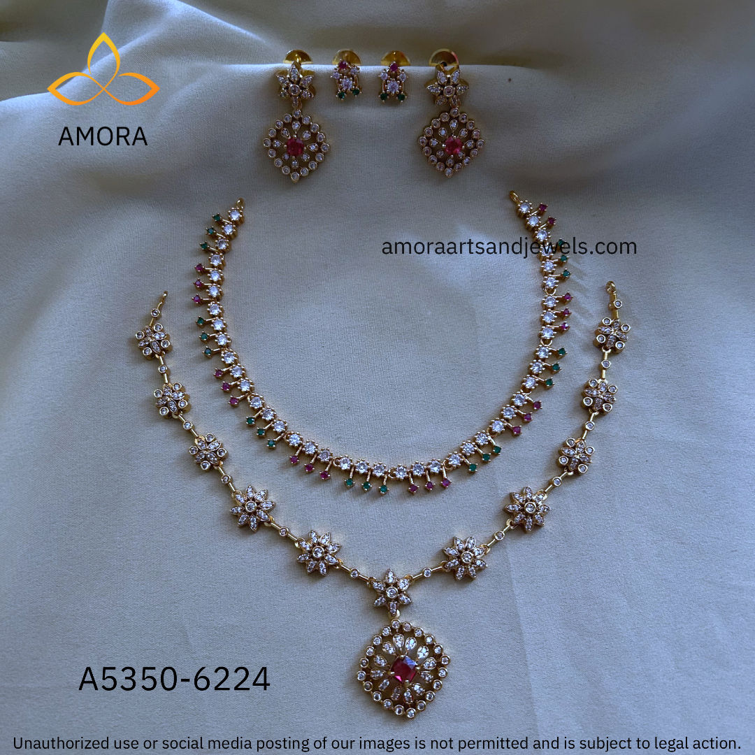 Antique Polished Short Necklace Combo Set - A5350-6224