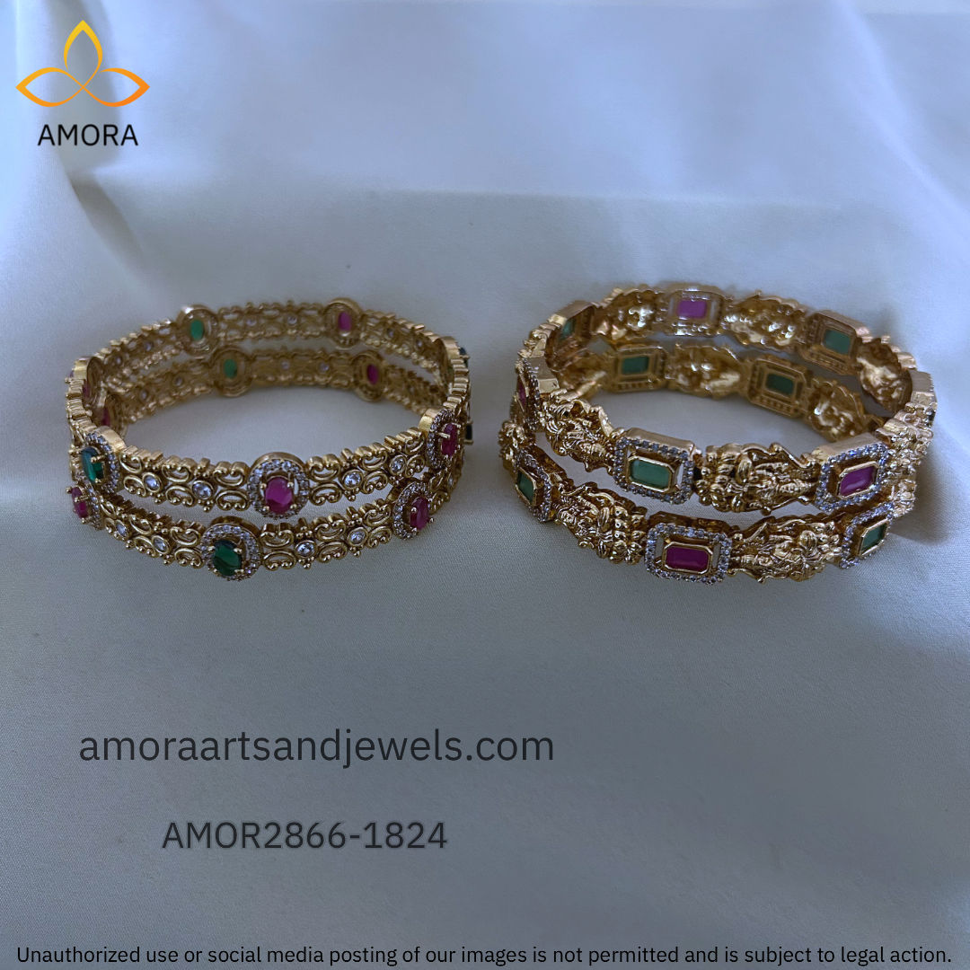 Antique Polished Bangle Combo Set - AMOR2866-1824