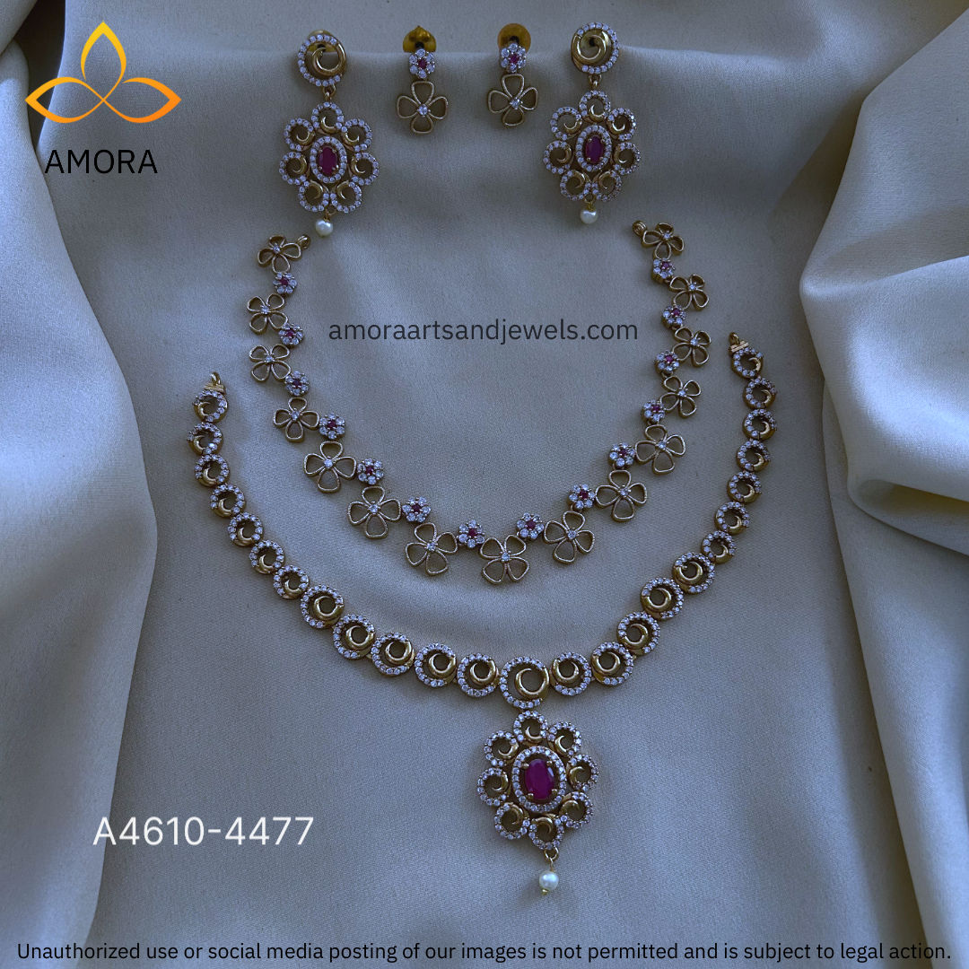 Antique Polished Short Necklace Combo Set - A4610-4477
